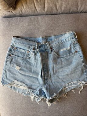 Levi’s Light Blue Distressed Denim Shorts